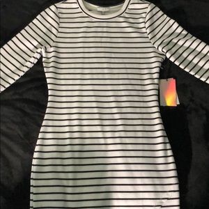 Long sleeve black& white striped dress